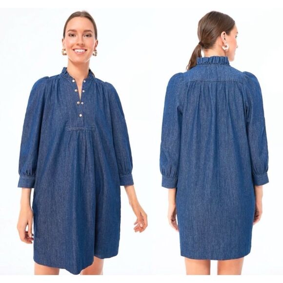 Pomander Place Claiborne Chambray Denim Cotton Dress Size M - Picture 1 of 8